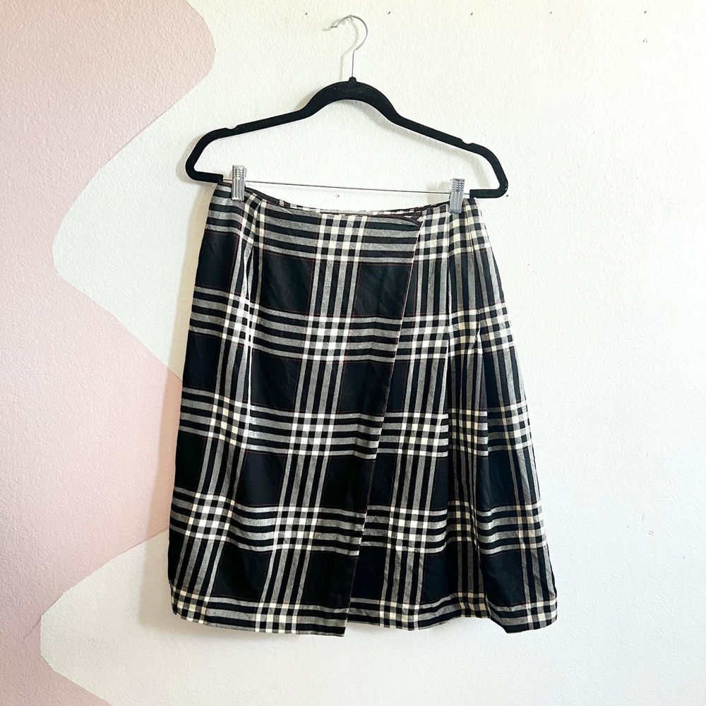 Vintage Pendleton‎ Tartan Plaid Wrap 100% Virgin Wool Midi Skirt Size 10